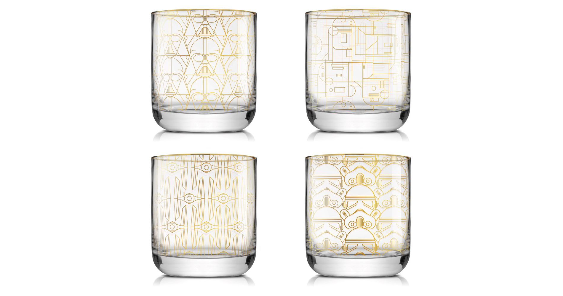 JoyJolt Star Wars Deco Double Old Fashion Drinking Glass - 10 oz - Set of 4