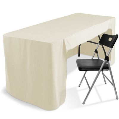 Ivory 6-Foot Fitted Open Back Trade Show Tablecloth