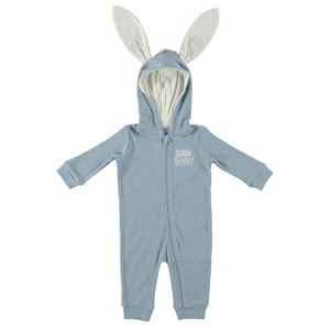 Chick Pea Baby Boy Bunny Costume Newborn Infant Sizes Footless Pajamas Ribbed Blue Rabbit 6-9M - Blue Rabbit - 1 of 1