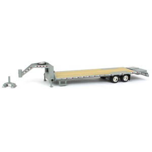 Greenlight Collectibles 1/64 Gooseneck Trailer Primer Gray with Red and White Conspicuity Stripes 30391 - 1 of 4