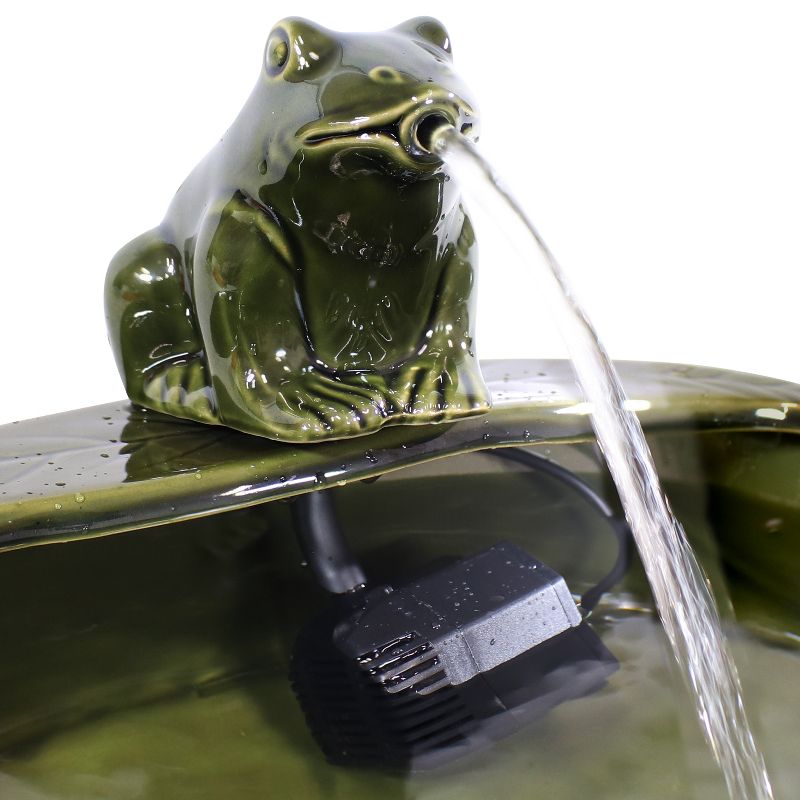 Sunnydaze Outdoor Solar Powered Ceramic Spitting Frog Water Fountain with Submersible Pump - 7" - Green, 5 of 13