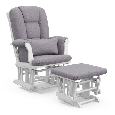 Storkcraft Tuscany White Glider and Ottoman Slate Gray Swirl