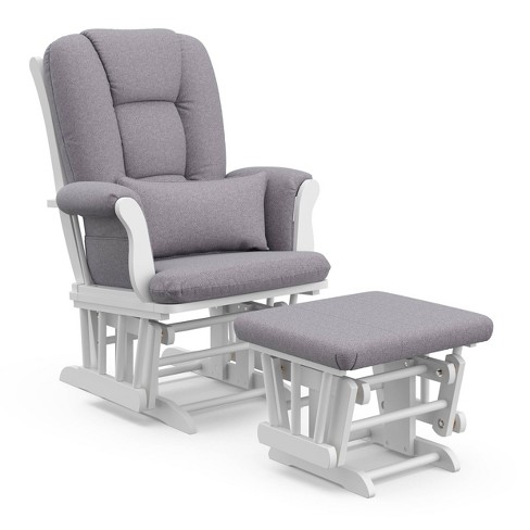 Storkcraft Tuscany White Glider And Ottoman Slate Gray Swirl