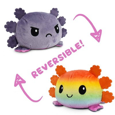 TeeTurtle Reversible Rainbow and Gray Axolotl Plush