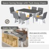 Oversart Modern 7-Piece Dining Table Set with 6 Upholstered Dining Chairs, Dark Gray+White - 3 of 4