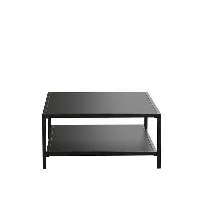 Black Steel Rectangular 2-Tier Outdoor Coffee Table