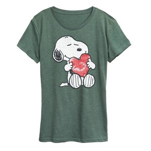 Women's - Peanuts - Snoopy Tie Dye Heart Short Sleeve Graphic T-Shirt - 1 of 4