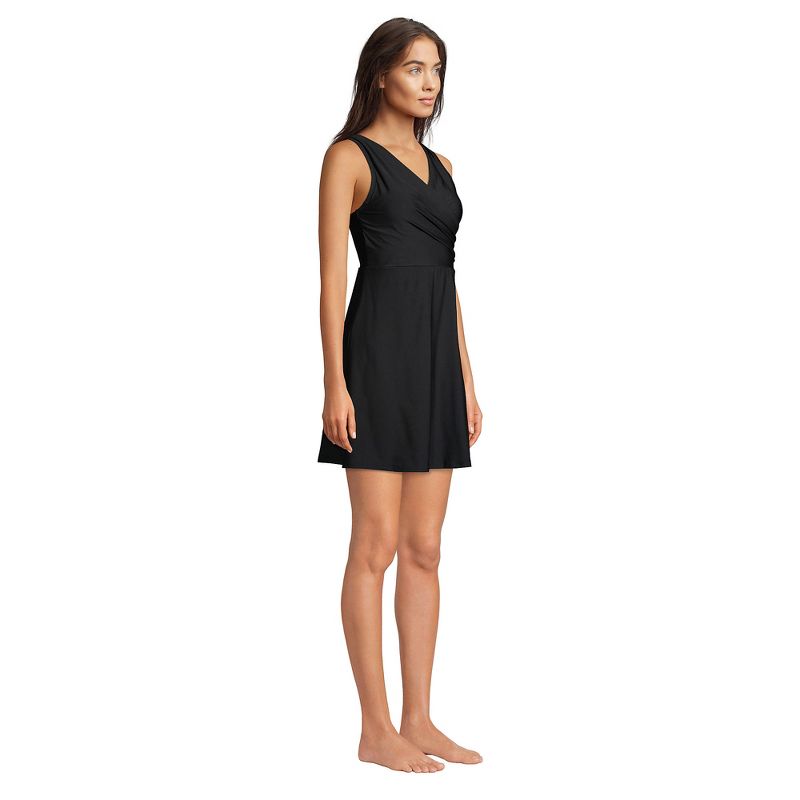 Lands' End Women's Chlorine Resistant Tummy Control Surplice Wrap Swim Dress One Piece Swimsuit, 5 of 7