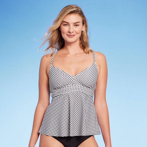 Women's Plunge Criss Cross Peplum Tankini Top - Kona Sol™ Black S : Target