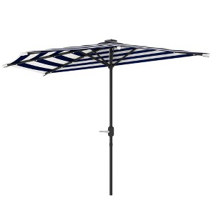 Aghana Digitals Cream White Half Patio Umbrella with Solar Light, UPF 30+ Vented Design, Crank - 1 of 4