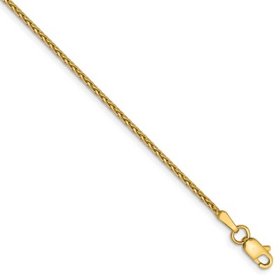 Black Bow Jewelry 1.5mm 14k Yellow Gold Diamond Cut Round Wheat Chain Bracelet