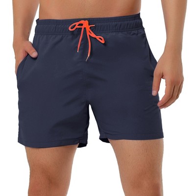 Lars Amadeus Men's Summer Beach Solid Color Mesh Lining Drawstring Waist Swim Shorts