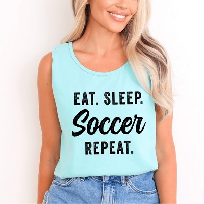 Simply Sage Market Eat Sleep Soccer Repeat Garment Dyed Tank