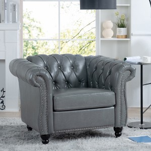 VYNXARIA 1 Seater Sofa For Living Room,Soft PU leather fabric, easy to clean,Gray - 1 of 4