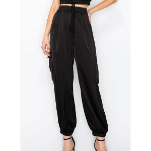 Women's Sidney Satin Elastic Waist Cargo Pants - INA - 1 of 2