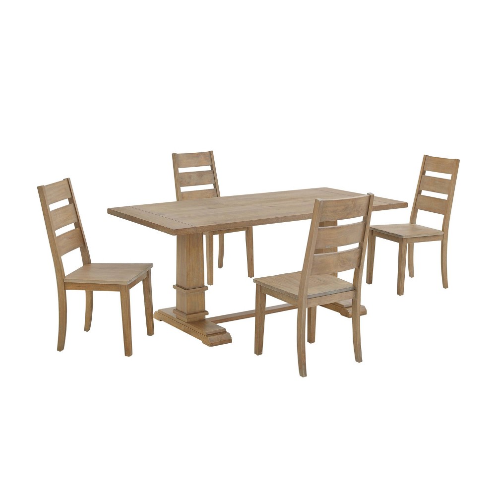Photos - Dining Table Crosley 5pc Joanna Dining Set with 4 Ladder Back Chairs Rustic Brown  