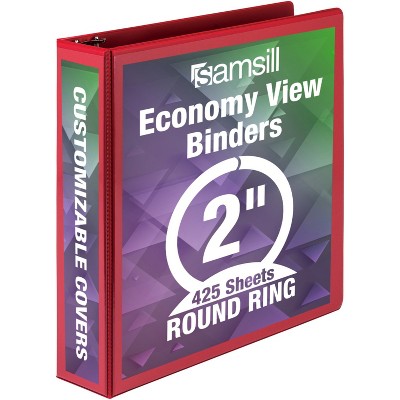 Samsill View Binder Round Ring 2" Capacity 11"x8-1/2" Red 18563