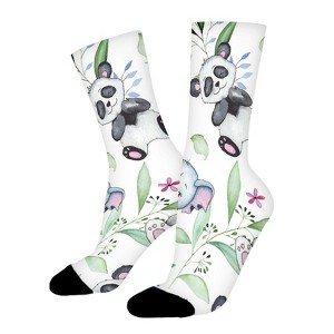 Watercolor Elephant Bears Women Printed Crew Socks Funny Funky Socks Soft Polyester Novelty Gifts for Artists Men - 1 of 4
