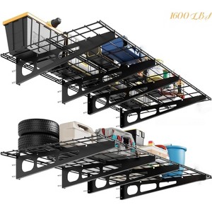 2 Pack 2x6 ft Garage Storage Shelving Wall Mounted, 24 in-by-72 in 1600 LBS Heavy Duty Sturdy Storage Shelves, Wall Shelves Folding Organization - 1 of 4