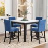 TiramisuBest 5psc Counter Height Dining Table Set with One Faux Marble Top Dining Table and Four Velvet-Upholstered Chairs,Black - 3 of 4
