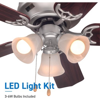 42" Silver Ceiling Fan with Reversible Walnut Blades and Lights