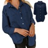 Clearlove Denim Button Down Shirt Women Long Sleeve Dressy Blouse Casual Office Work Tops V Neck Loose Jean Jacket Trendy Pocket - 3 of 4