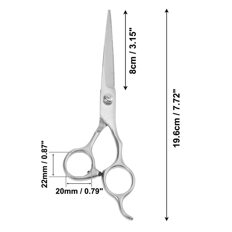 Unique Bargains Men Women Stainless Steel Straight Hair Scissors Hair Clippers for Long Short Thick Hard Soft Silver Tone 7.72 inch 1 Pc, 2 of 5