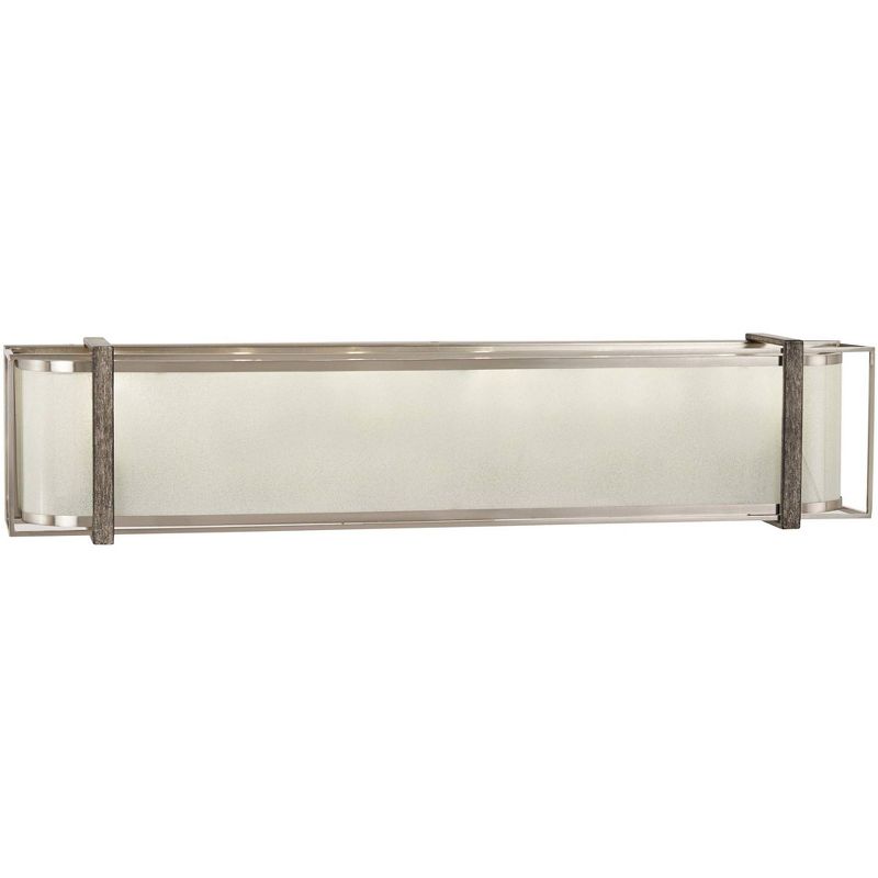 Minka Lavery Industrial Wall Light Brushed Nickel Hardwired 32" Fixture White Iris Glass Shade for Bathroom Vanity Living Room, 1 of 3