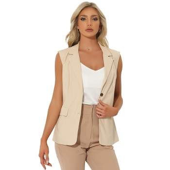 Allegra K Women's Sleeveless Business Casual Work Office Suit Vest Jacket