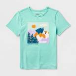 Kids' Adaptive Short Sleeve 'Mountains' Graphic T-Shirt - Cat & Jack™ Dusty Green