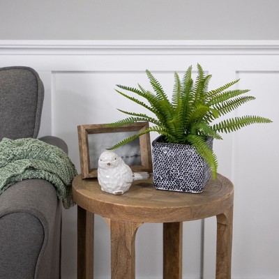 Artificial Boston Fern in Distressed Black Tin Planter