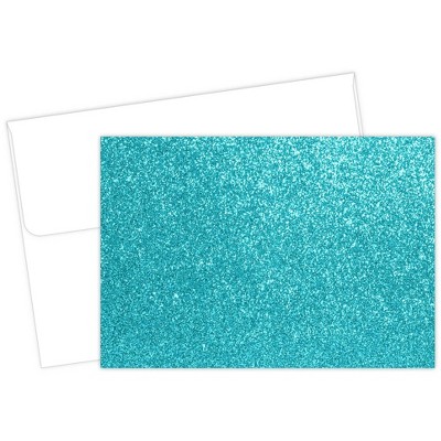 15ct Glitter Note Cards & Envelopes Turquoise