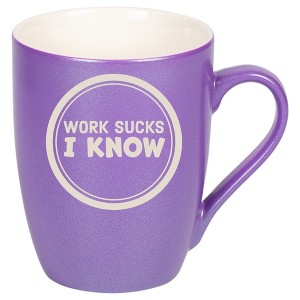 100 North Passion Purple Metallic Finish, 10 Ounce, Comfortably Fits Your Hands, New Bone China Coffee Tea Cup Mug, Work Sucks I Know - 1 of 1
