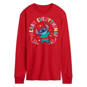 Men's - Lilo and Stitch - Merry Everything Long Sleeve Graphic T-Shirt - 1 of 2