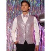 Lars Amadeus Men's Sequin Shiny Slim Fit Sleeveless Suit Waistcoat Set with Bow Tie - 3 of 4