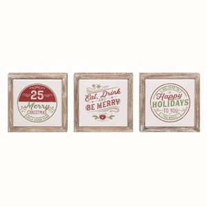 Transpac Wood Candy Cane Block Decor Set of 3 Christmas Home Decorations - 1 of 1