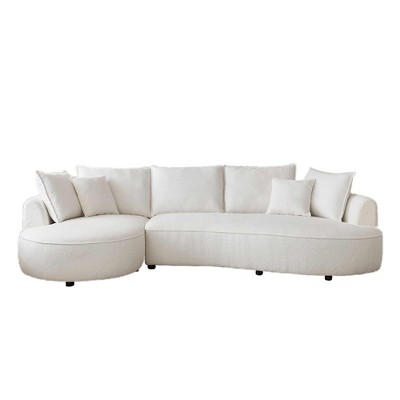 122.8in Curved Sofa, Modern Curved Couch, Modular Sectional Sofa, Mid Century Upholstered Couch, Fabric Sofa for Bedroom Apartment Living Room