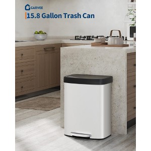 16 Gallon/60 Liter Stainless Steel  Step Trash Can with Lid,Garbage Can with Large Capacity Rectangle Recycling Waste Container, Black - 1 of 4
