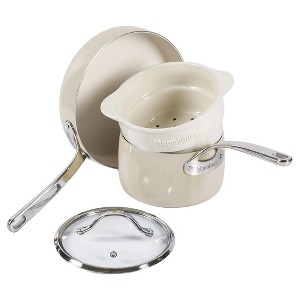 Bloomhouse 4-Piece Heavy-Gauge Aluminum Cookware Set w/Non-Stick Ceramic Steamer Insert - 1 of 4