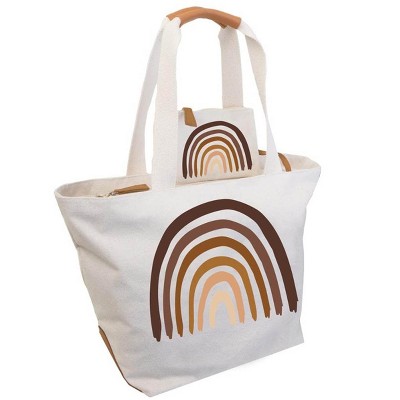 Magid Canvas Sketch Neutral Rainbow Tote With Pouch