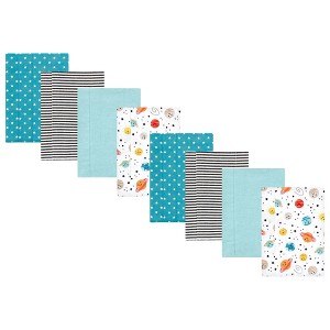 Hudson Baby Cotton Poly Flannel Burp Cloths 8-Pack, Happy Planets, One Size - 1 of 4