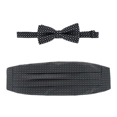 CTM Men's Neat Print Bow Tie and Cummerband Set