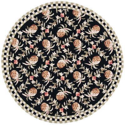 Chelsea HK164 Handmade Area Rug - 8' Round - Black/Ivory - Safavieh ...