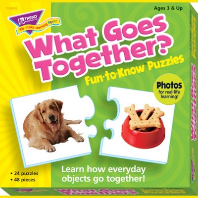 Trend Enterprises What Goes Together 2-Piece Puzzles, Assorted Themes, Set of 24