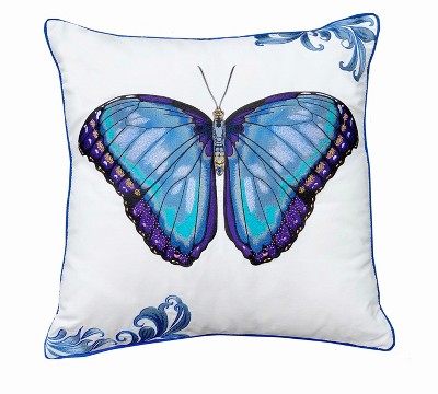 RightSide Designs Bold Blue Butterfly Indoor/Outdoor Throw Pillow