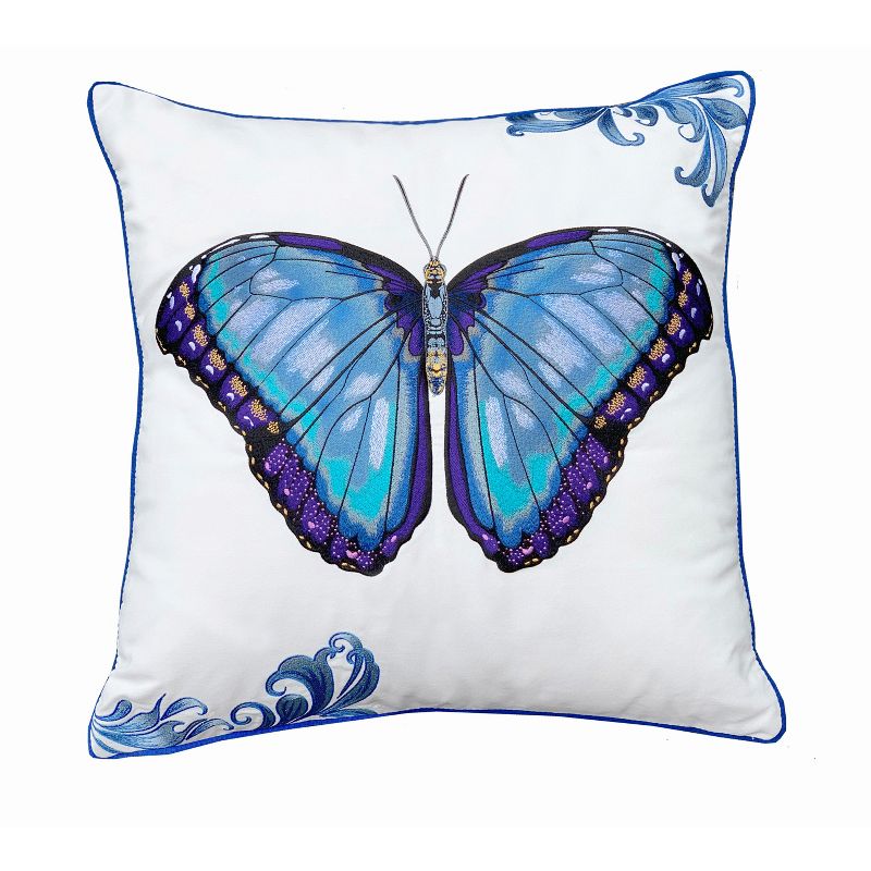 RightSide Designs Bold Blue Butterfly Indoor/Outdoor Throw Pillow, 1 of 6
