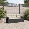 vidaXL 3 Piece Patio Sofa Set with Cushions - Black and Cream - 2 of 4