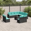 vidaXL 12 Piece Patio Sofa Set with Cushions Black and Blue - With Table - 2 of 4