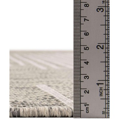 Gray Stripe Synthetic Flat Woven Outdoor Rug 4' x 6'