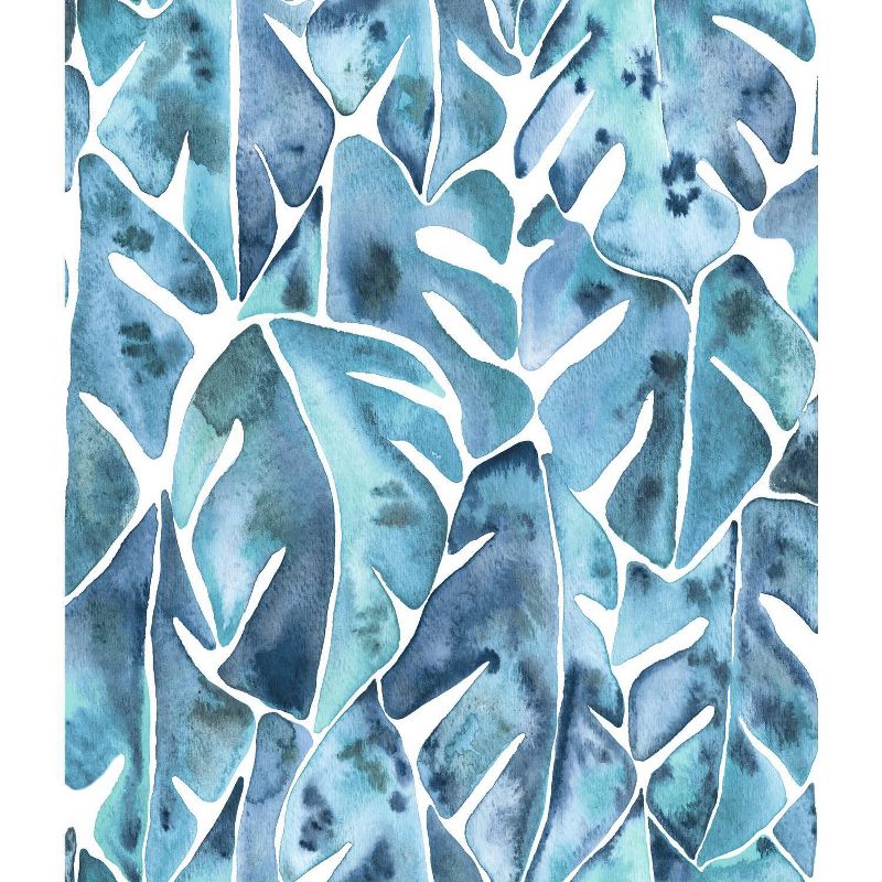 RoomMates Cat Coquillette Philodendron Peel and Stick Wallpaper Blue, 1 of 11